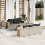VIDAXL Salon de jardin avec coussins 7 pcs gris clair resine tressee