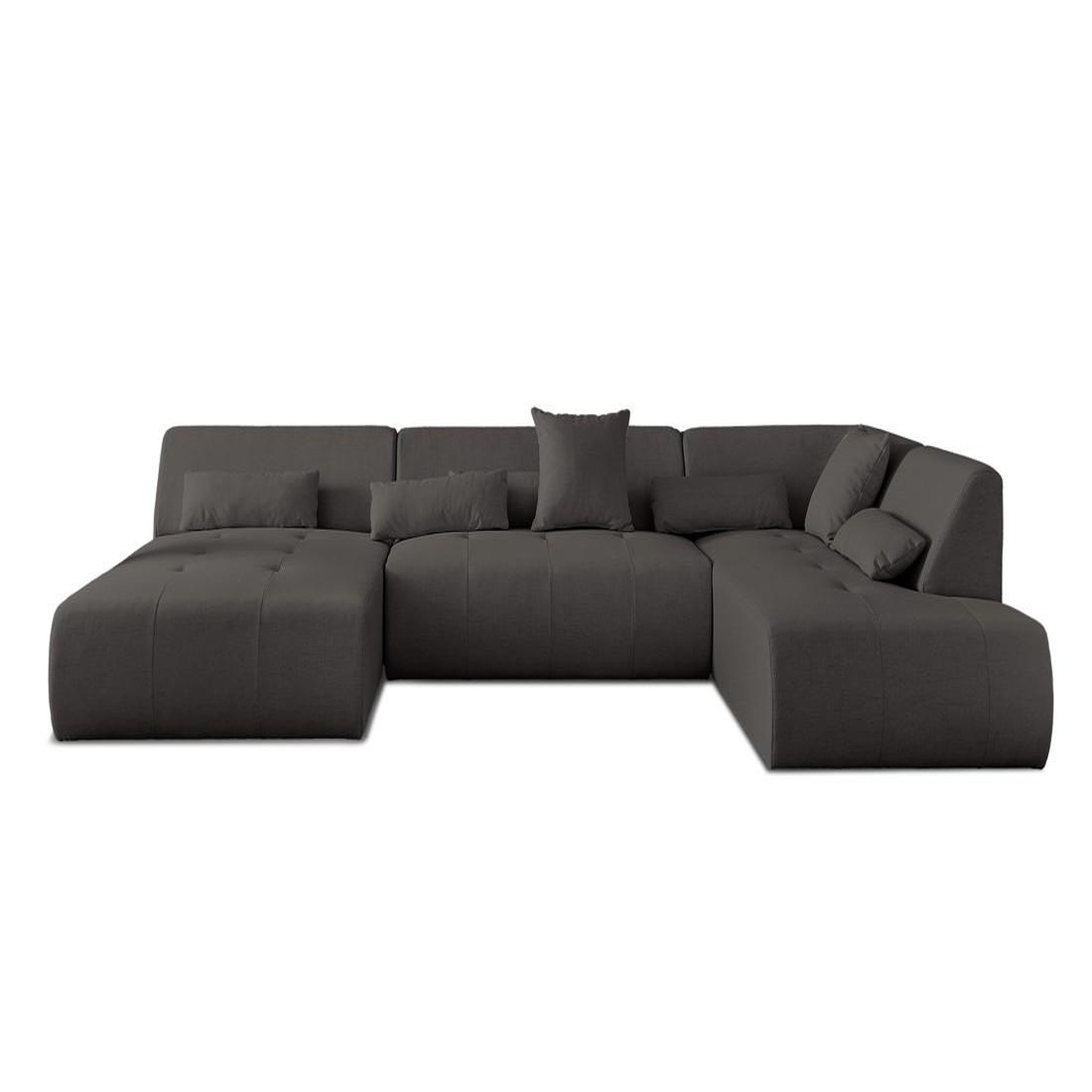 Voir la diapositive 6 : LISA DESIGN Onyx - canapé panoramique d'angle droit 7 places - en tissu
