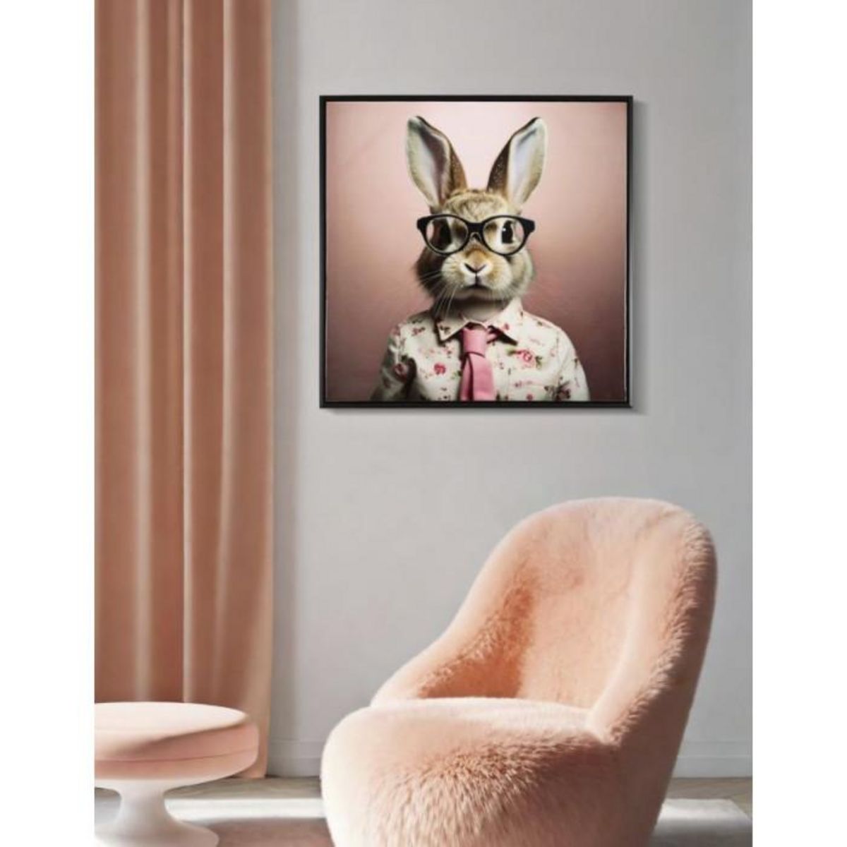 Paris Prix Tableau Imprimé Déco  Bunny  62x62cm Rose