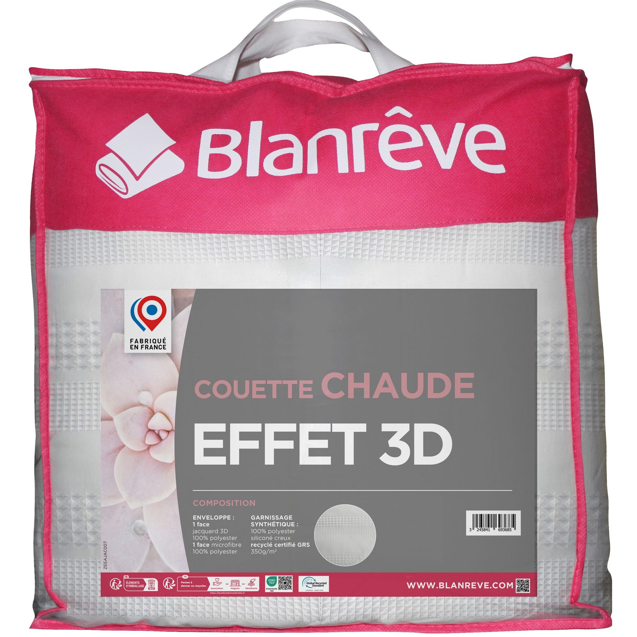 BLANREVE Couette chaude effet 3D JACQUARD 350 g/m². Coloris disponibles : Blanc