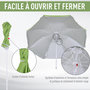 Voir la diapositive 6 : OUTSUNNY Parasol inclinable octogonal de plage Ø 150 cm tissu polyester haute densité anti-UV mât démontable sac de transport inclus vert