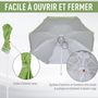Voir la diapositive 6 : OUTSUNNY Parasol inclinable octogonal de plage Ø 150 cm tissu polyester haute densité anti-UV mât démontable sac de transport inclus vert