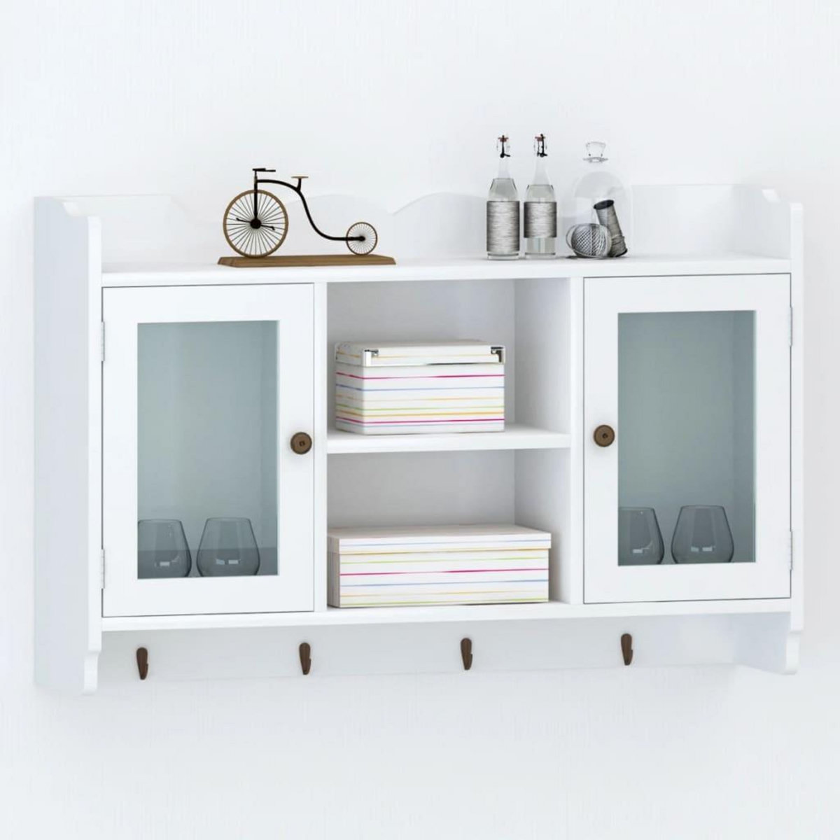 VIDAXL Vitrine murale avec etagere de Livre / DVD / Verre en MDF Blanc