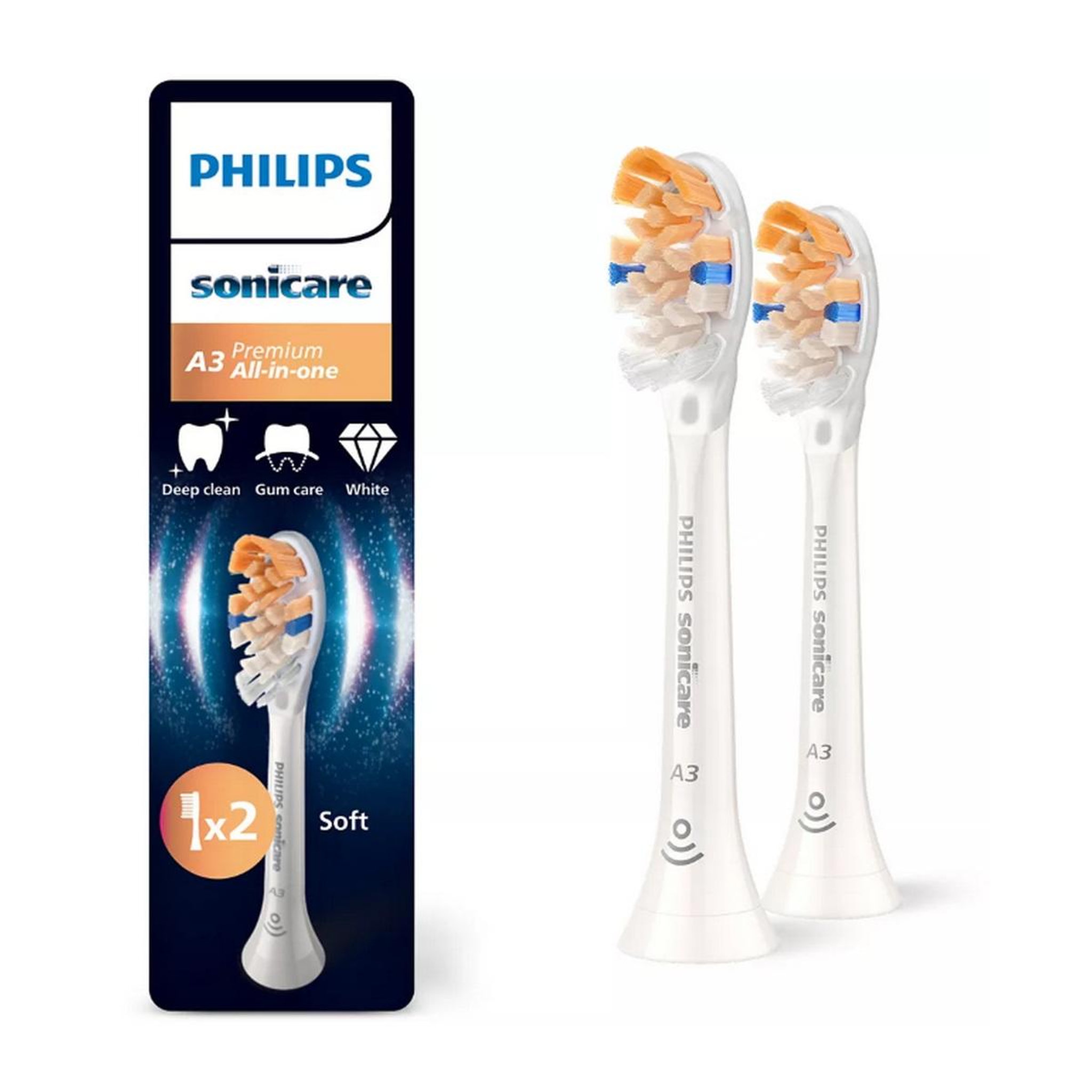 Voir la diapositive 6 : Philips Brossette dentaire sonicare lot de 2 - hx9092/87 white premium all-in-one a3