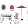Voir la diapositive 3 : Habitat et Jardin Table et chaises de jardin avec parasol en métal  Convivia  - 6 places - Terracotta