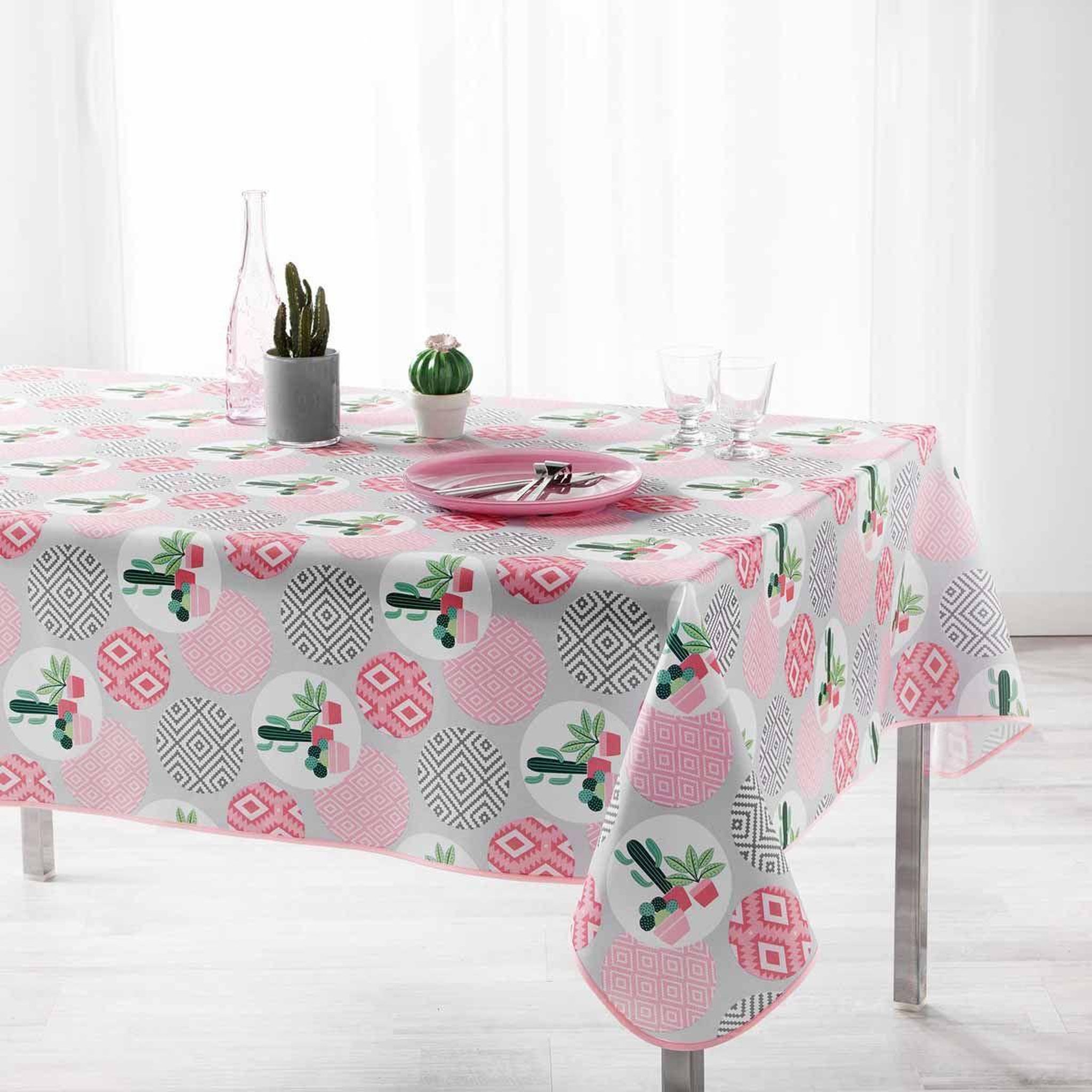 Douceur d'Intérieur Nappe déco imprimée  ahora  150x240cm rose