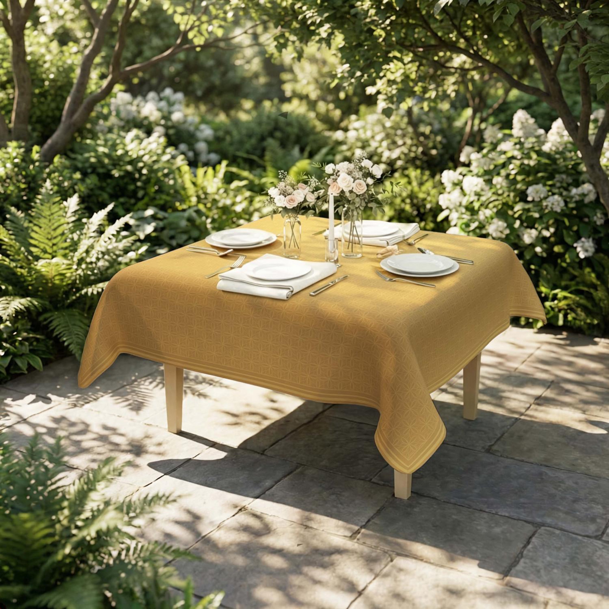 Voir la diapositive 2 : SOLEIL D'OCRE Nappe imprimée anti-tâches LINOVA, par Soleil d'Ocre