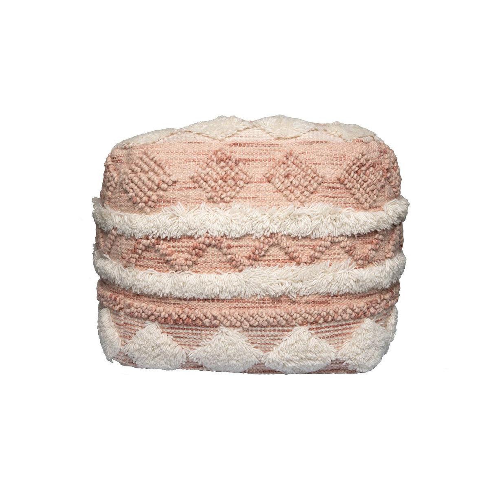 Voir la diapositive 2 : Paris Prix Pouf bohème fait à la main  bohist  50cm rose & crème