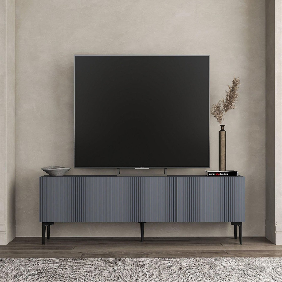 Habitat et Jardin Meuble TV en bois  Oscar  - 180 x 31 x 45 cm - Gris anthracite