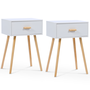 Voir la diapositive 1 : ID MARKET Lot de 2 tables de chevet EIYA scandinaves 1 tiroir bois blanc