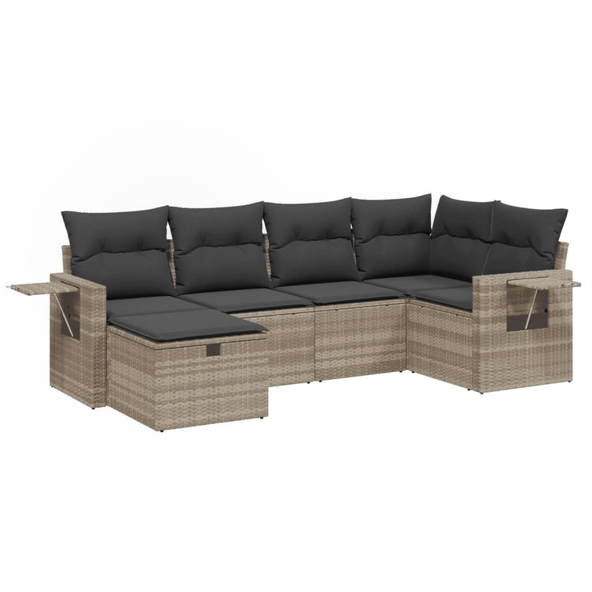 Voir la diapositive 2 : VIDAXL Salon de jardin 6 pcs avec coussins gris clair resine tressee