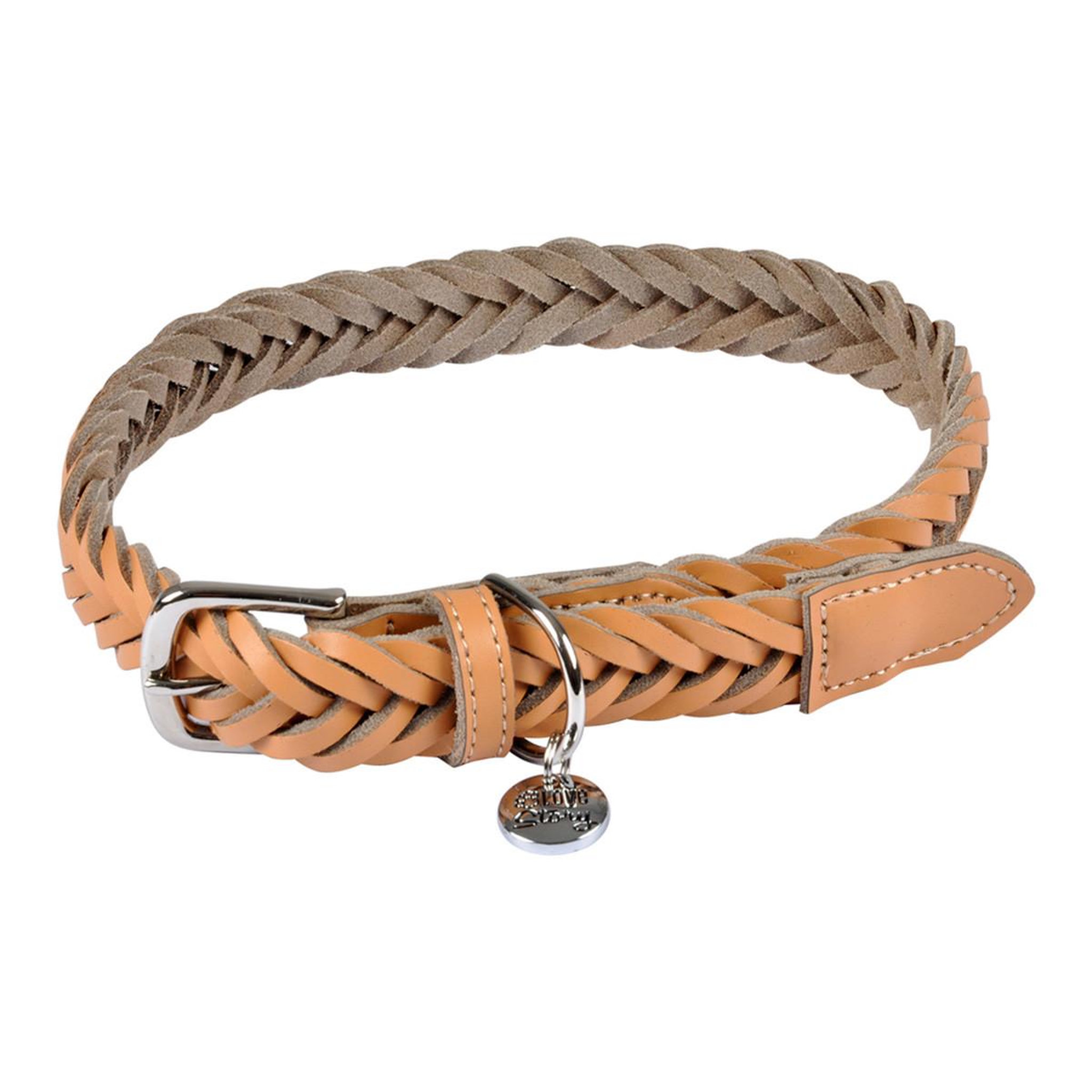 LOVE STORY Collier pour chien réglable  tressé  50-70cm naturel