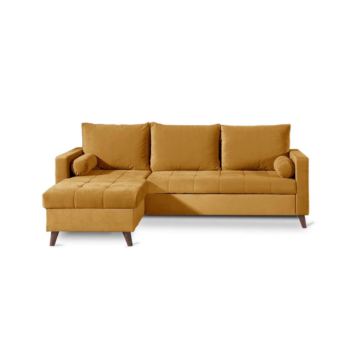 BEST MOBILIER Polar - canapé d'angle réversible convertible - en velours au design scandinave - 4 places