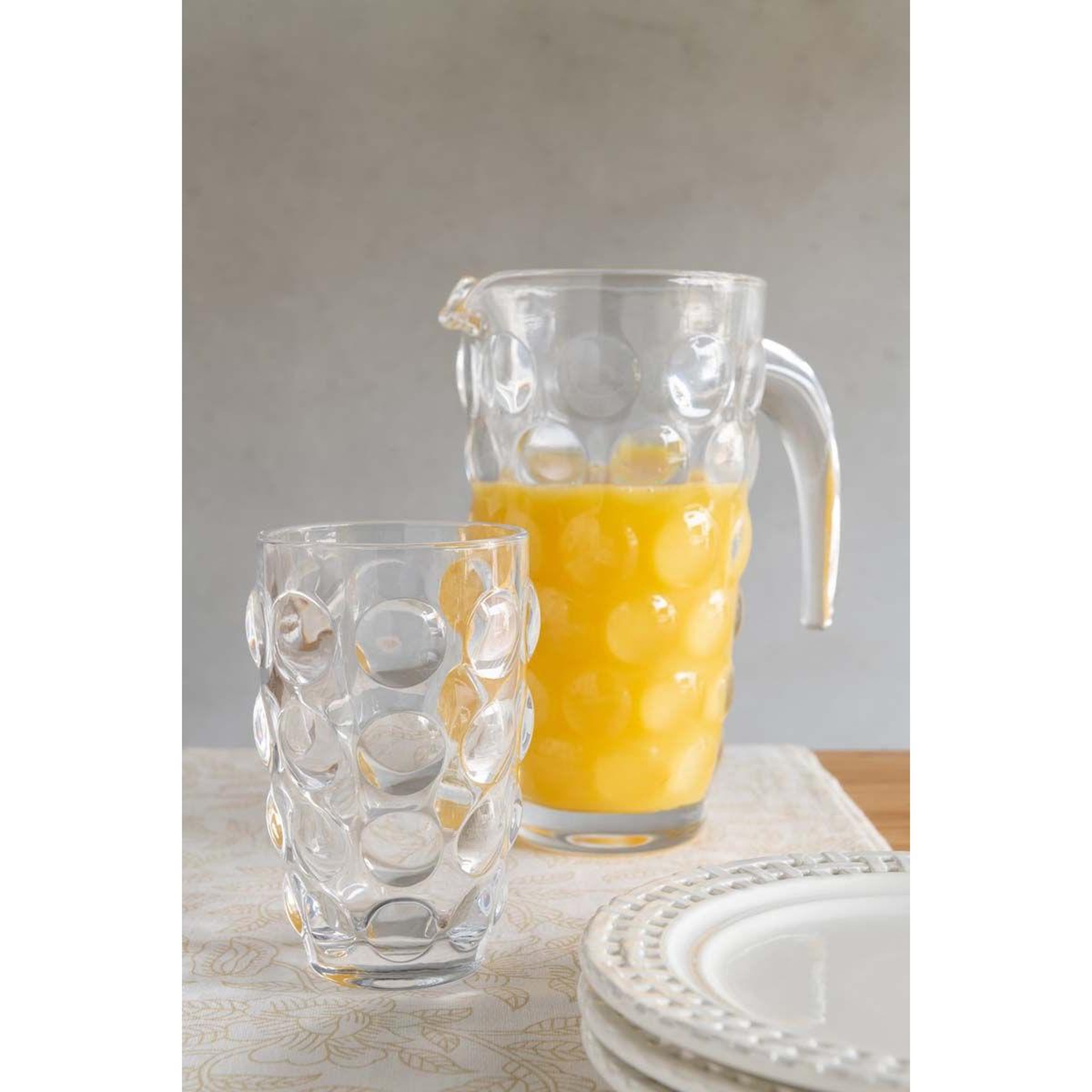 Voir la diapositive 2 : J-LINE Carafe design en verre  loupe  1l transparent