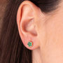 Voir la diapositive 2 : L'ATELIER D'AZUR Boucles d'Oreilles Or 18 Carats 750 Jaune et Malachite - Fleur