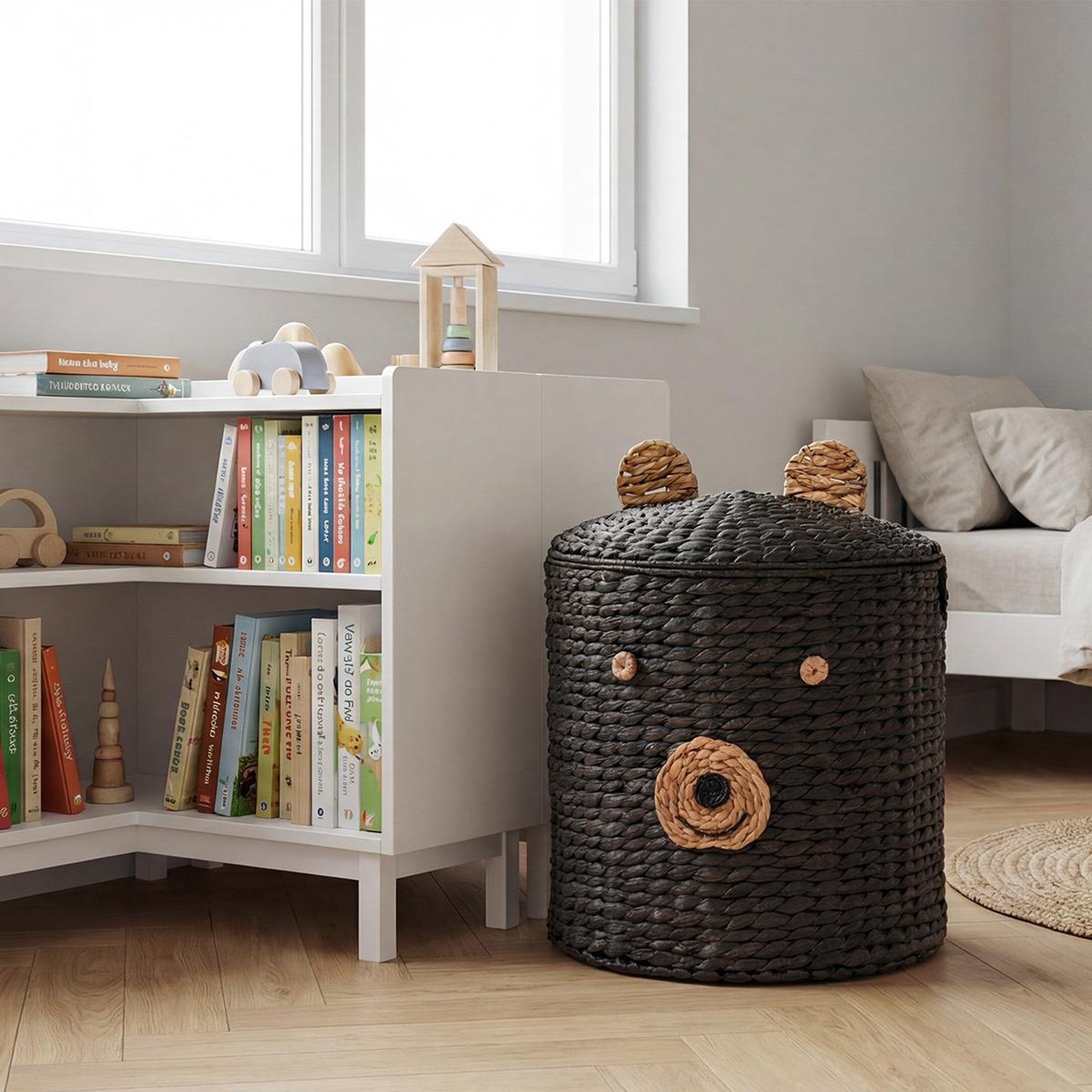 Voir la diapositive 2 : MAISON AUBERTIN Panier ours jacinthe d'eau noir