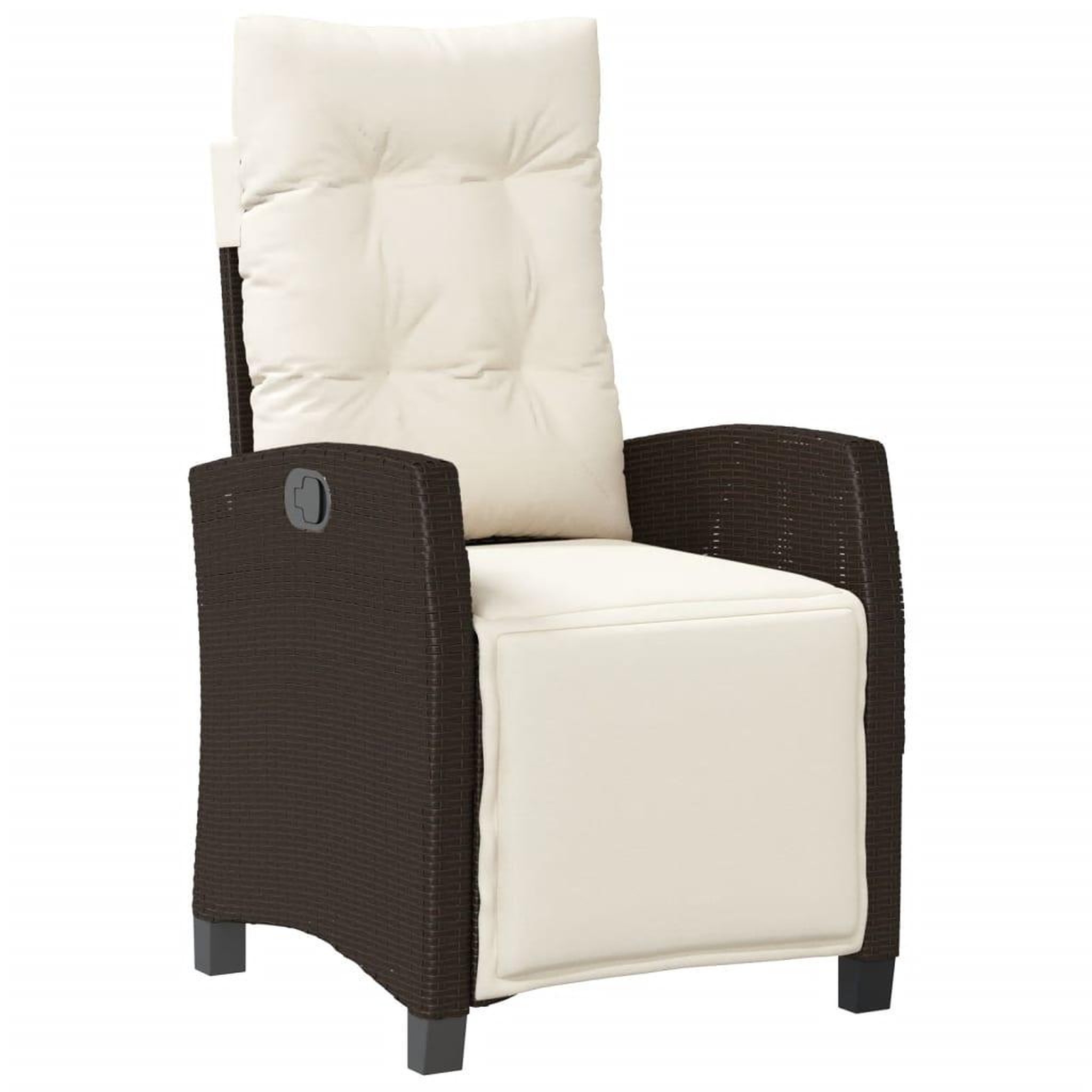 Voir la diapositive 2 : VIDAXL Chaise inclinable de jardin repose-pied marron resine tressee