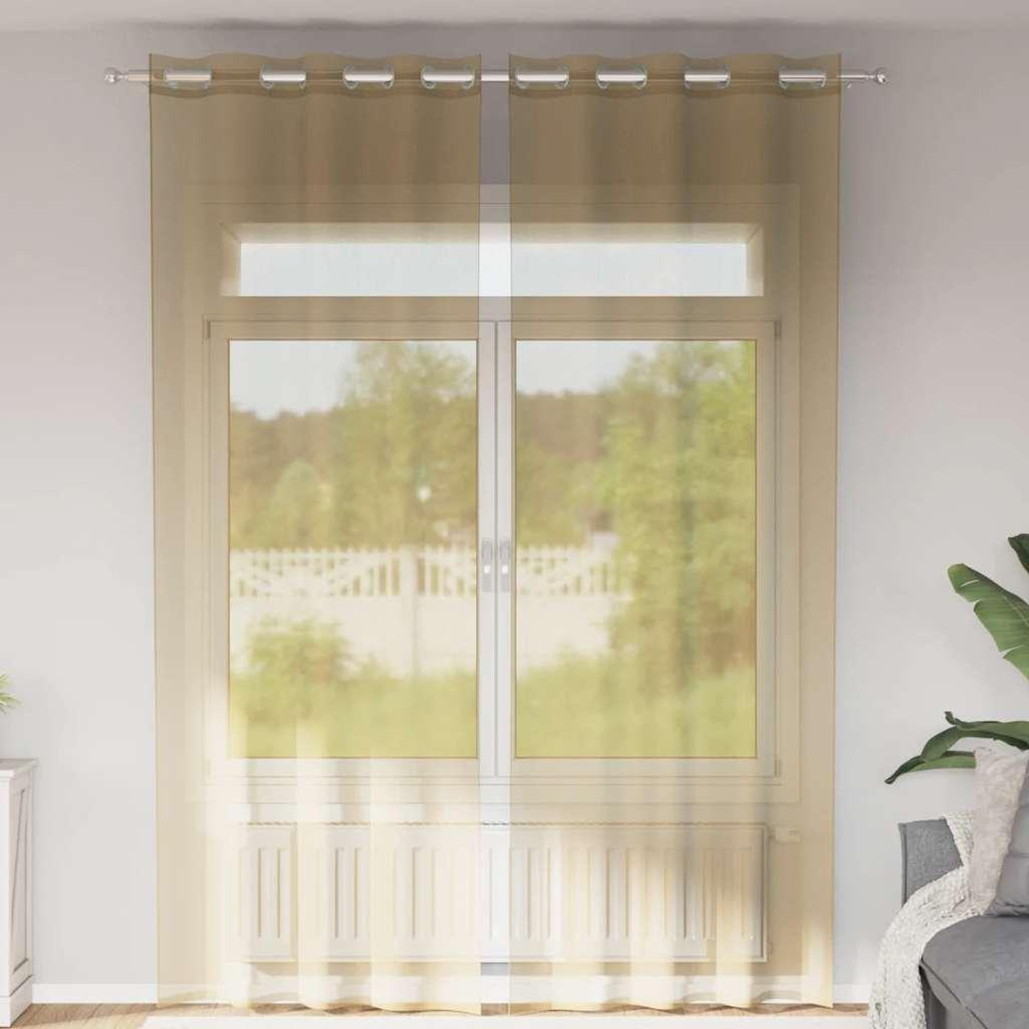 VIDAXL Rideaux en voile avec œillets 2 pcs sable