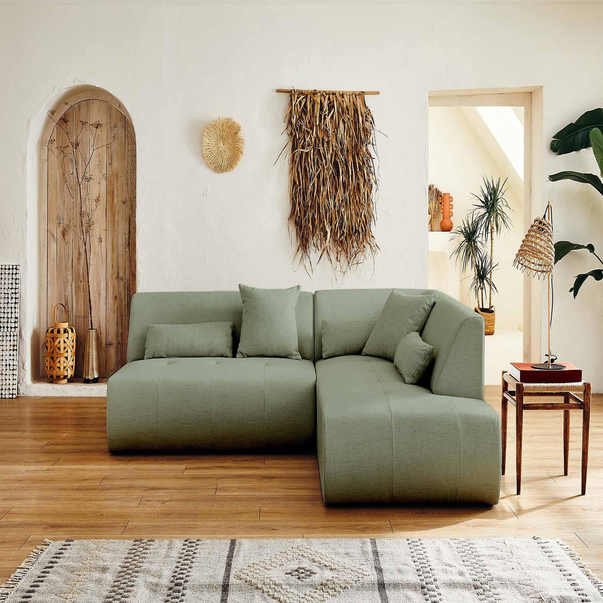 Voir la diapositive 3 : BEST MOBILIER Onyx - canapé modulable d'angle droit 5 places - en tissu
