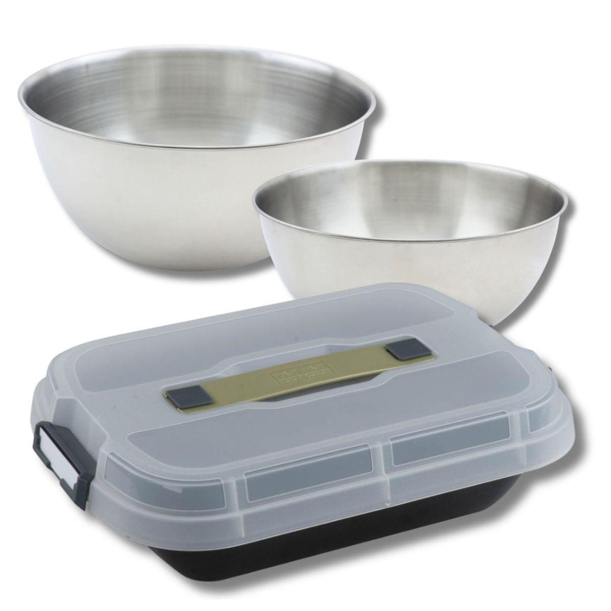 ZENKER Set pâtisserie moule à gâteaux 34 x 24 cm avec couvercle, 2 bols à mixer et 1 spatule Zenker