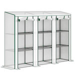 OUTSUNNY Serre de jardin balcon avec étagères métalliques 3 niveaux 3 portes acier noir PVC blanc