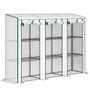 Voir la diapositive 1 : OUTSUNNY Serre de jardin balcon avec étagères métalliques 3 niveaux 3 portes acier noir PVC blanc