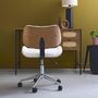 Voir la diapositive 6 : SWEEEK Chaise de bureau à roulettes décor bois courbé et simili cuir