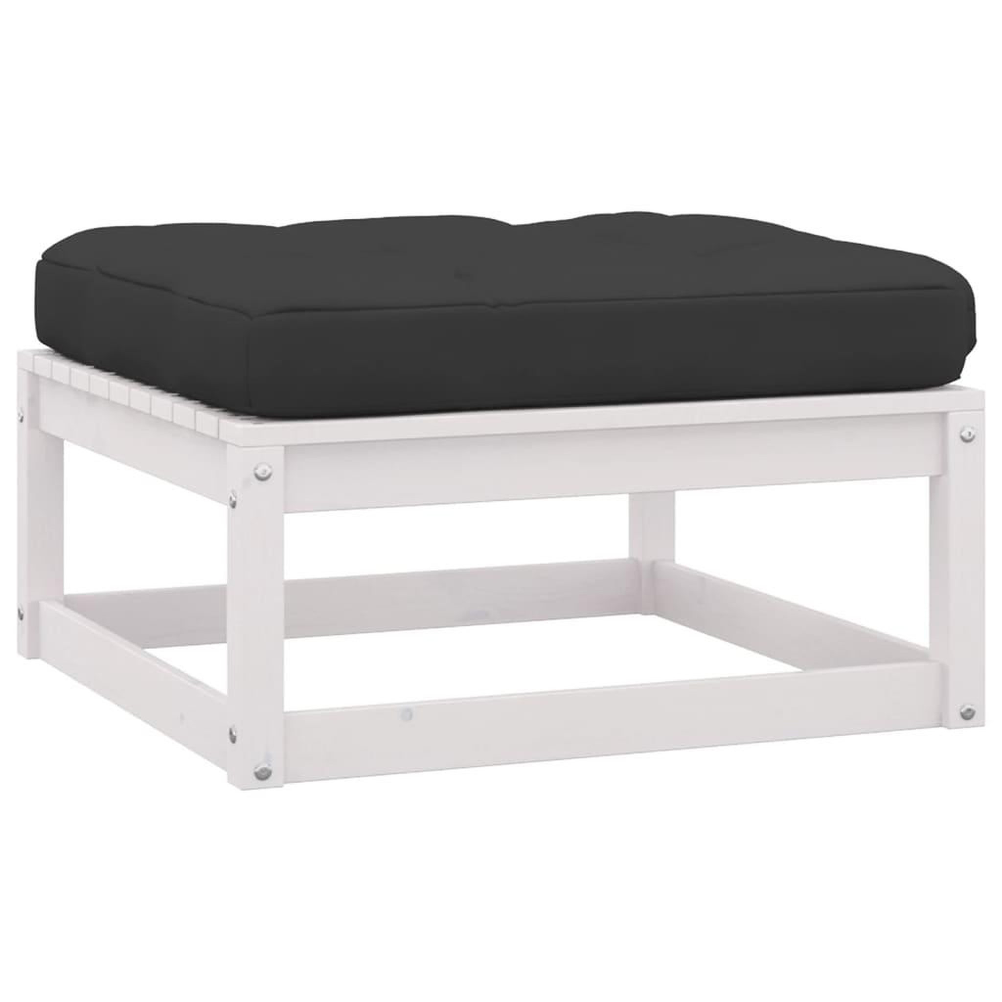 Voir la diapositive 5 : VIDAXL Salon de jardin 11 pcs avec coussins Blanc Bois de pin massif
