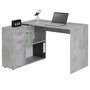 IDIMEX Bureau d'angle ISOTTA table avec meuble de rangement intégré et modulable avec 2 étagères 1 porte 1 tiroir, en mélaminé décor béton