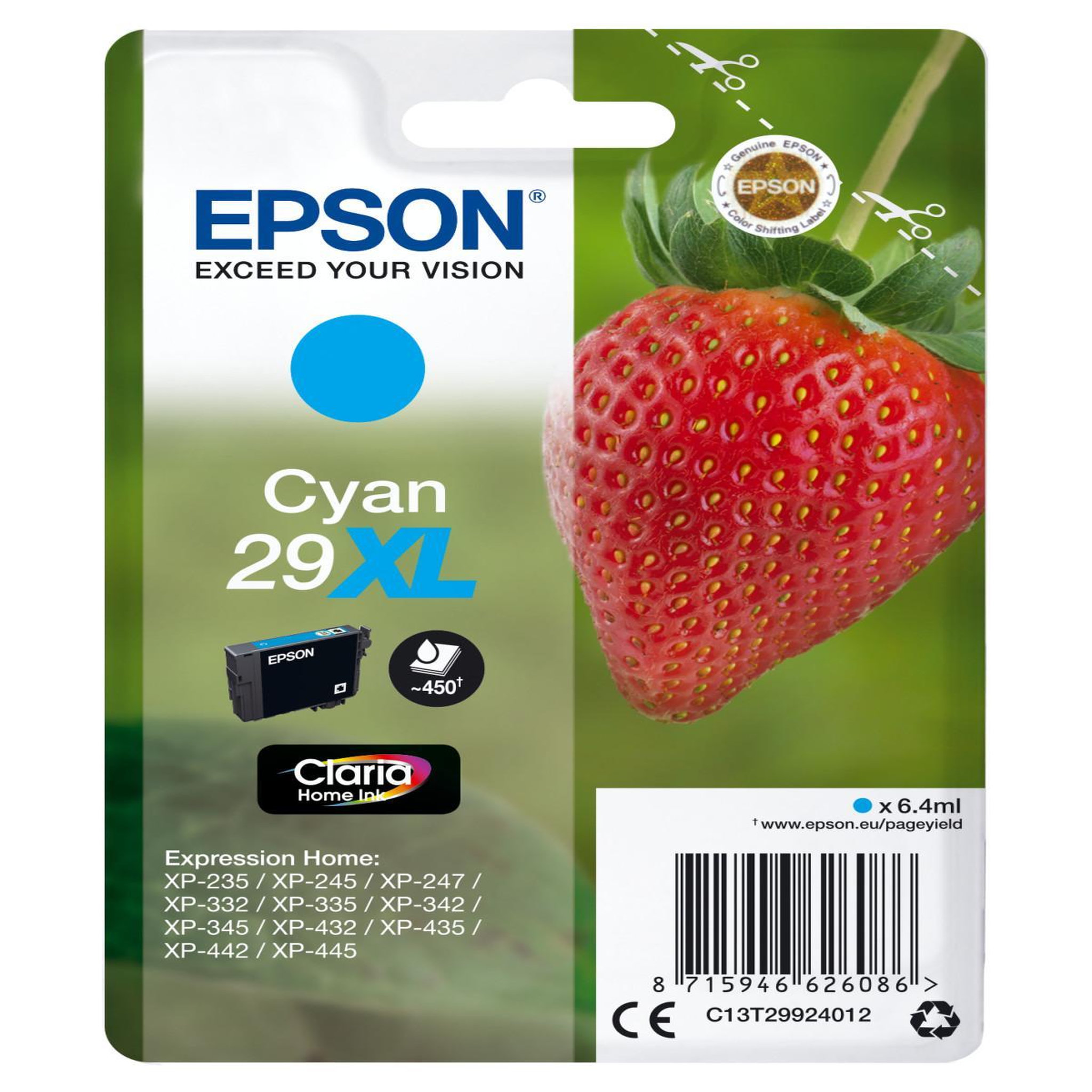 Voir la diapositive 2 : Epson EPSON Cartouche T2992 - Fraise - Cyan XL