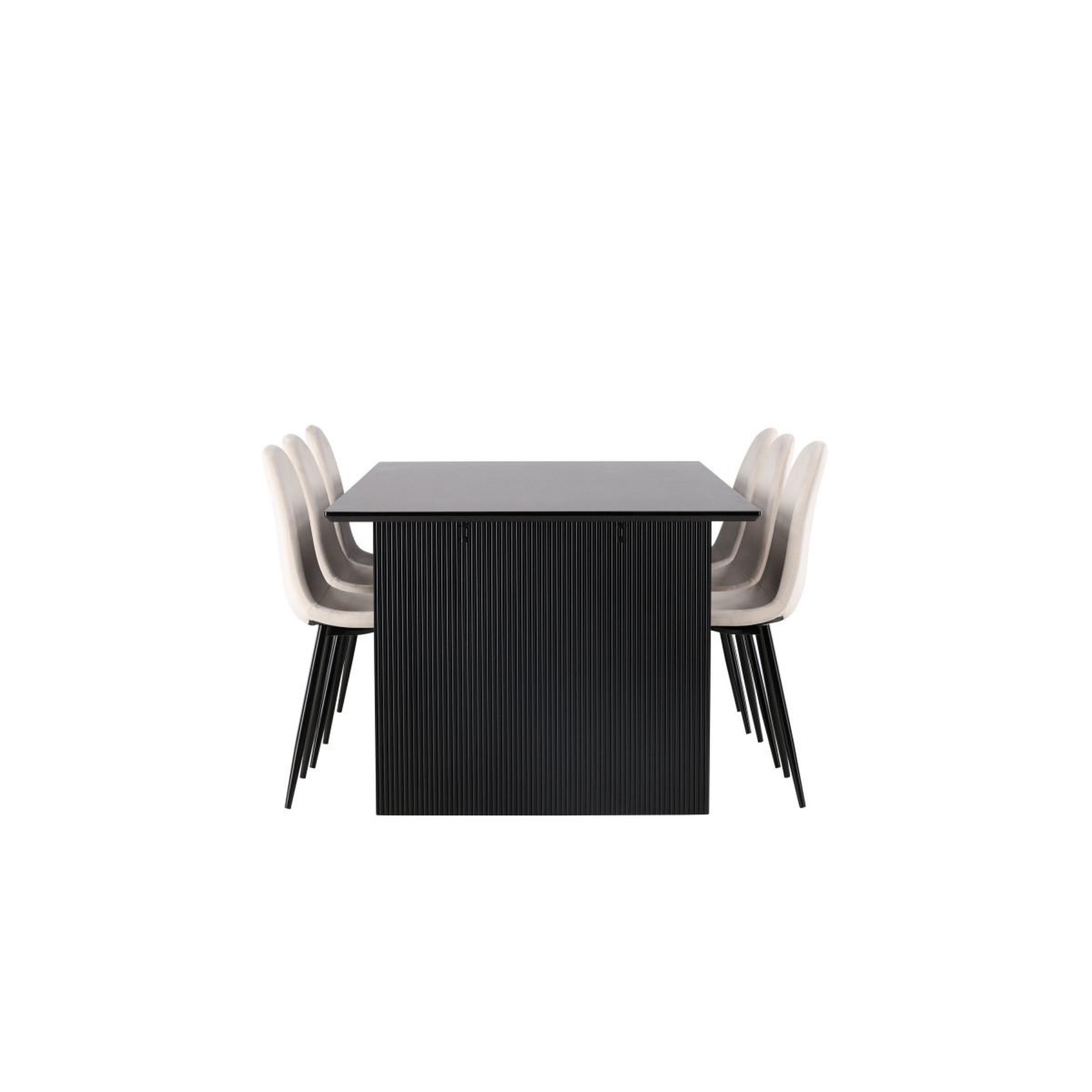 Voir la diapositive 3 : Paris Prix Ensemble table à manger & 6 chaises  vail & polar  200cm noir & beige