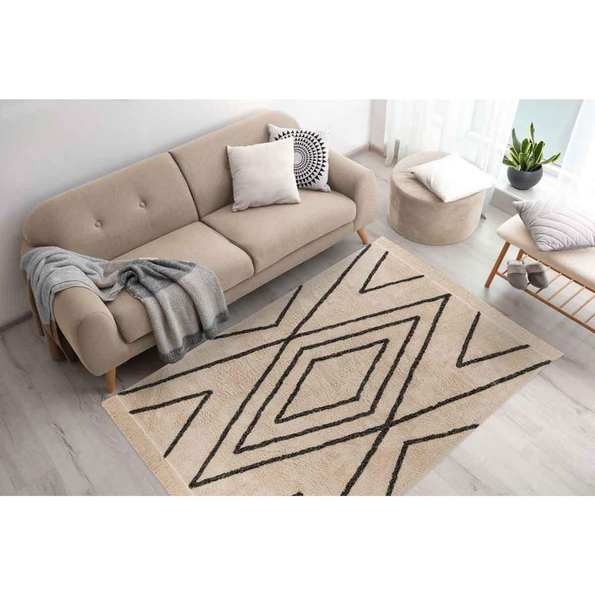 Paris Prix Tapis Tufté à la Main Ethnique  Mylen V  Beige & Noir