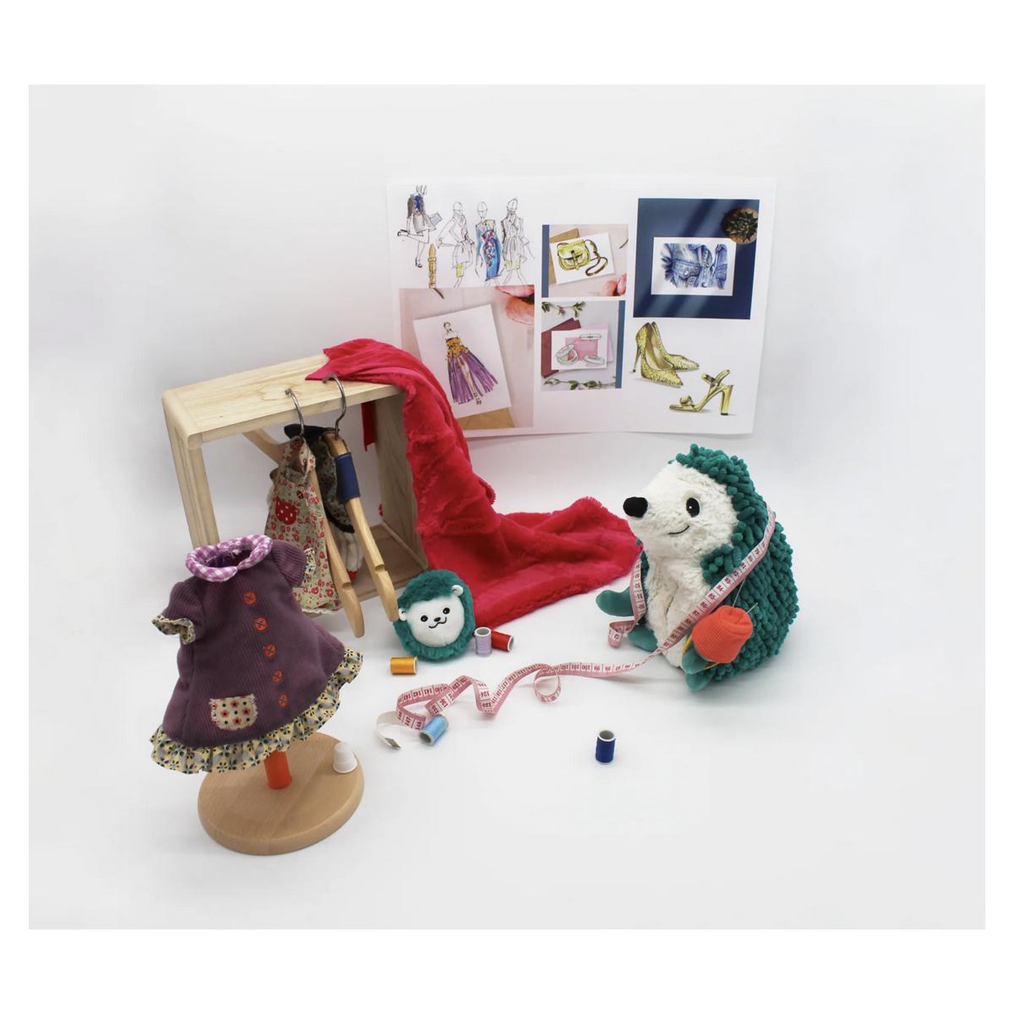 Voir la diapositive 2 : LES DEGLINGOS Peluche Ptipotos-herisson maman bebe vert