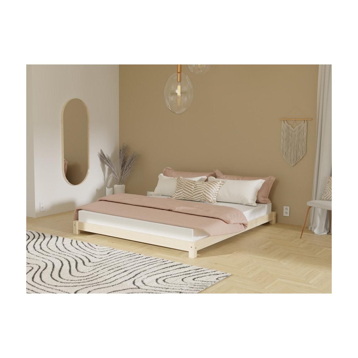 BENLEMI Lit double en bois TATAMI Verni 180x200cm