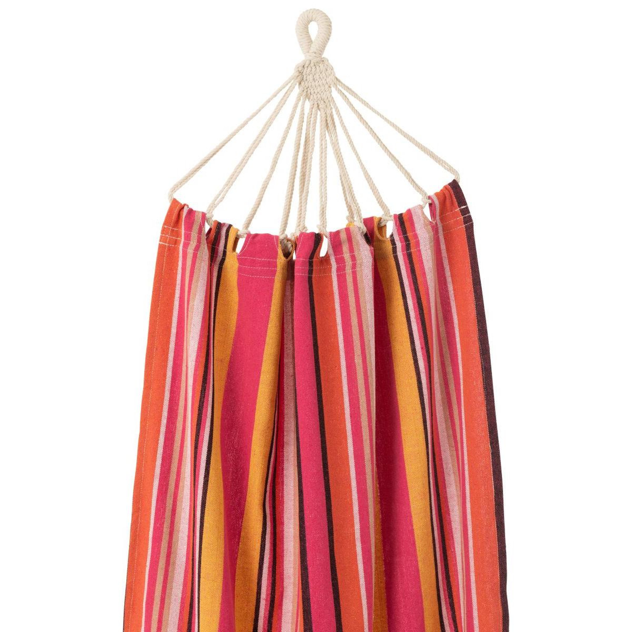 Voir la diapositive 2 : J-LINE Hamac en tissu  rayures  200cm rose foncé