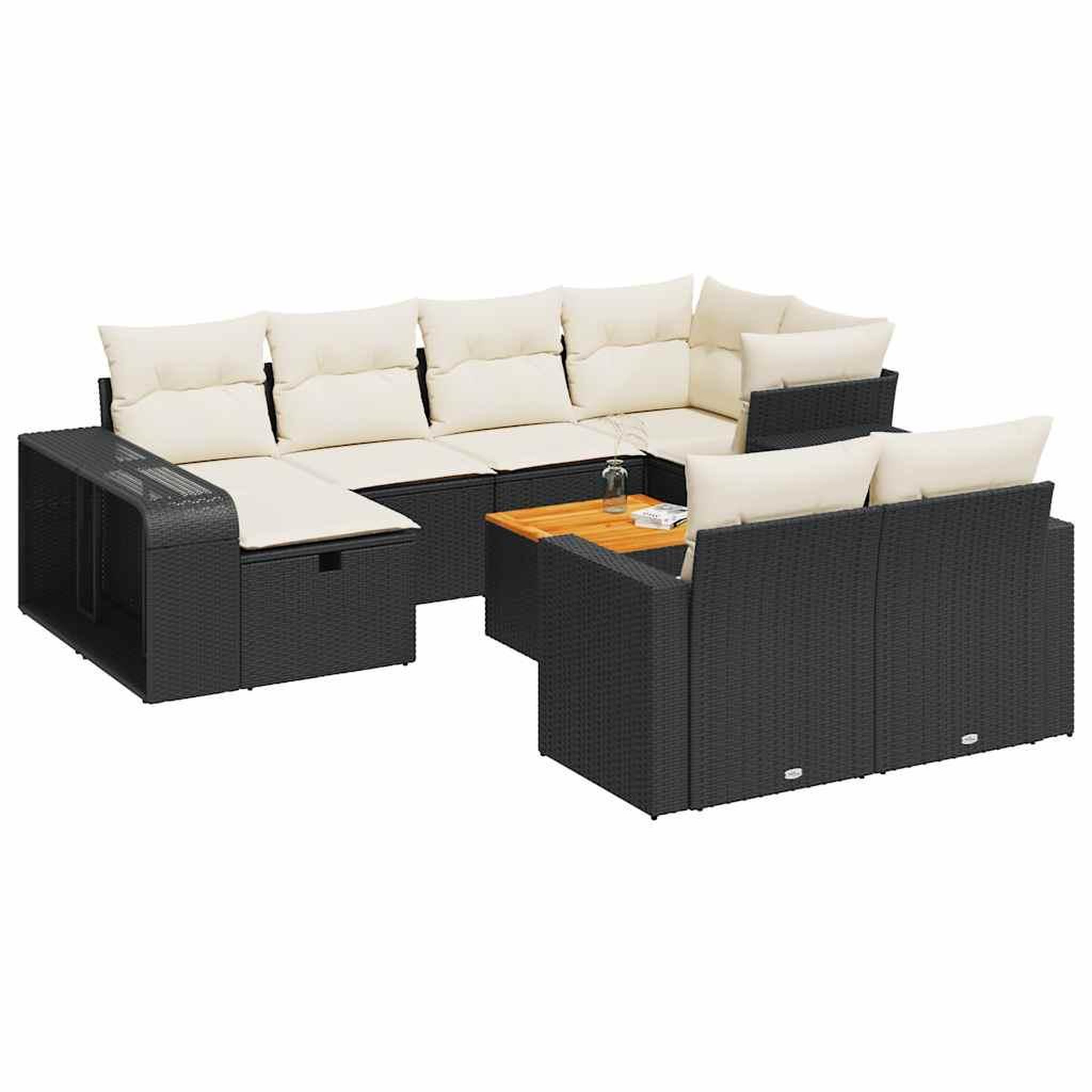 Voir la diapositive 2 : VIDAXL Salon de jardin 11 pcs avec coussins noir resine tressee
