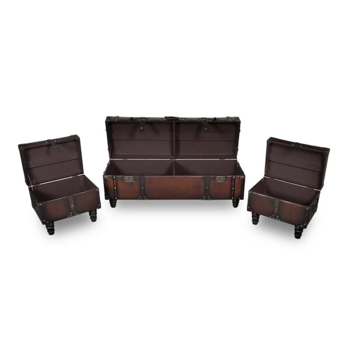 VIDAXL Ensemble de bancs de rangement 3 pcs Marron