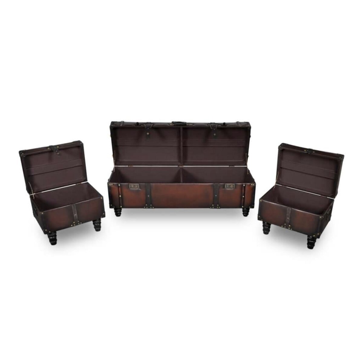 VIDAXL Ensemble de bancs de rangement 3 pcs Marron