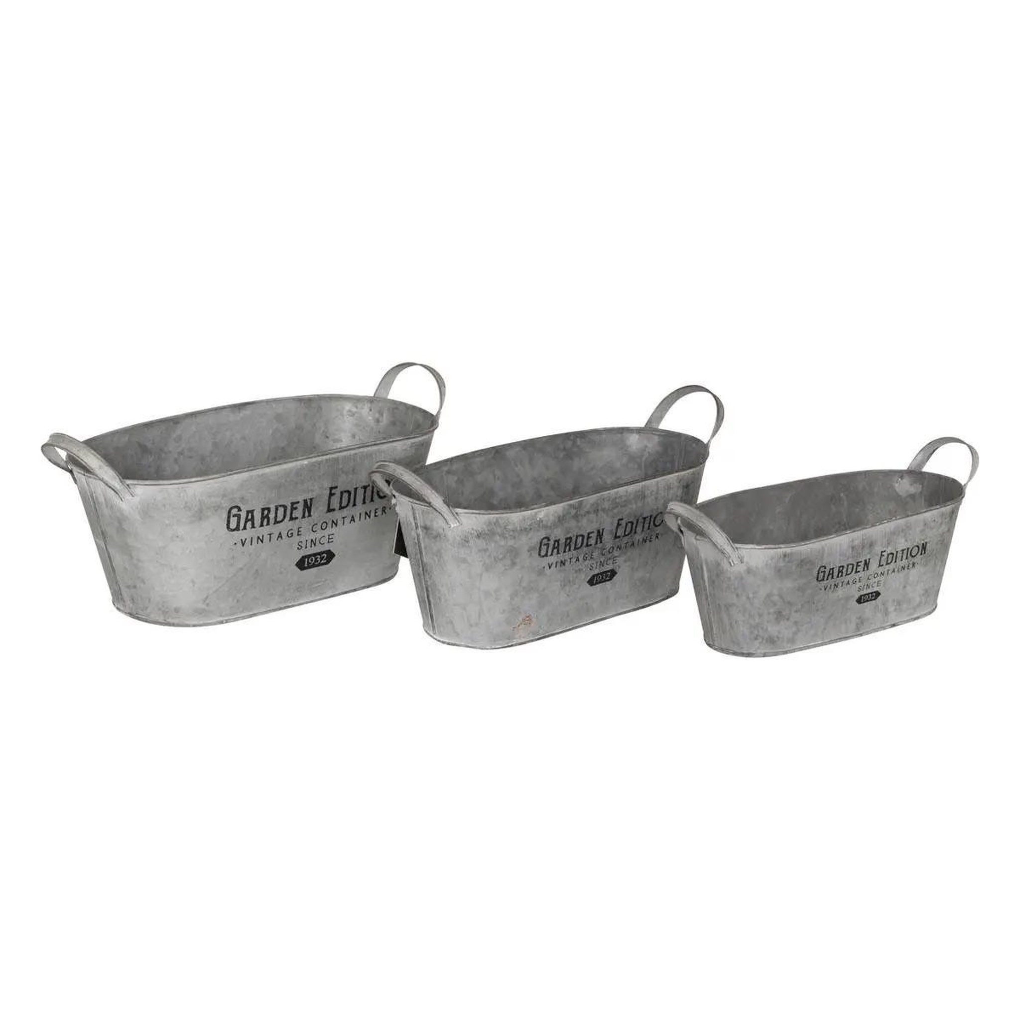 ATMOSPHERA Lot de 3 jardinières métal  spring garden  33cm gris