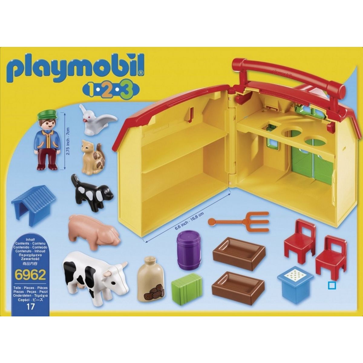 PLAYMOBIL 6962 - 1.2.3 - Ferme transportable avec animaux 