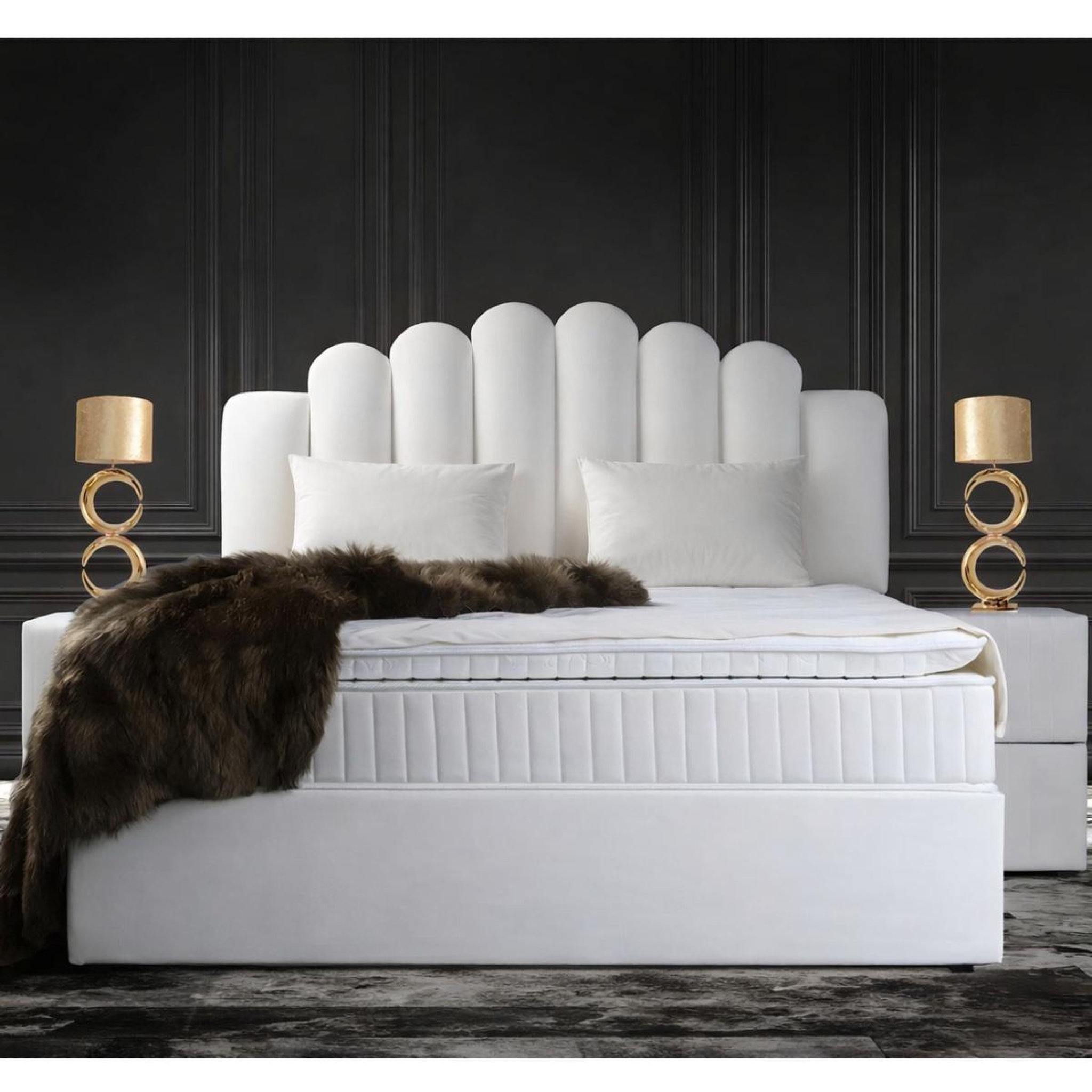 Voir la diapositive 2 : JLC KREATION Lit avec coffre 180cm en velours + matelas + surmatelas jazz