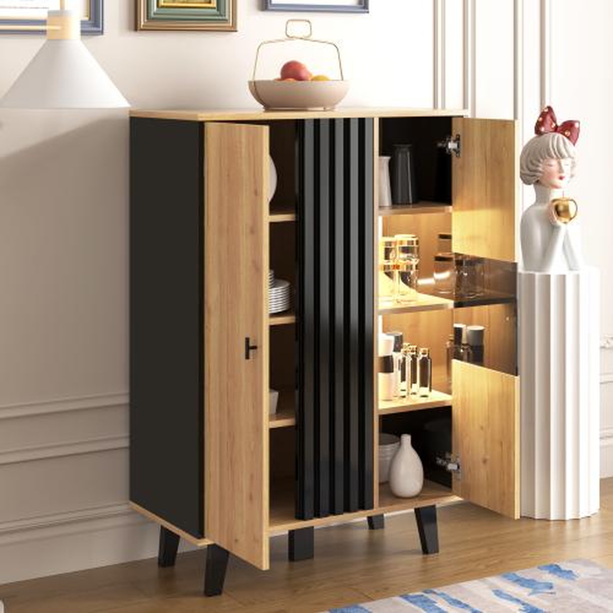Voir la diapositive 2 : MERAX Buffet 2 porte(s) 0 tiroir(s) - 80 cm naturel led panneau de particules