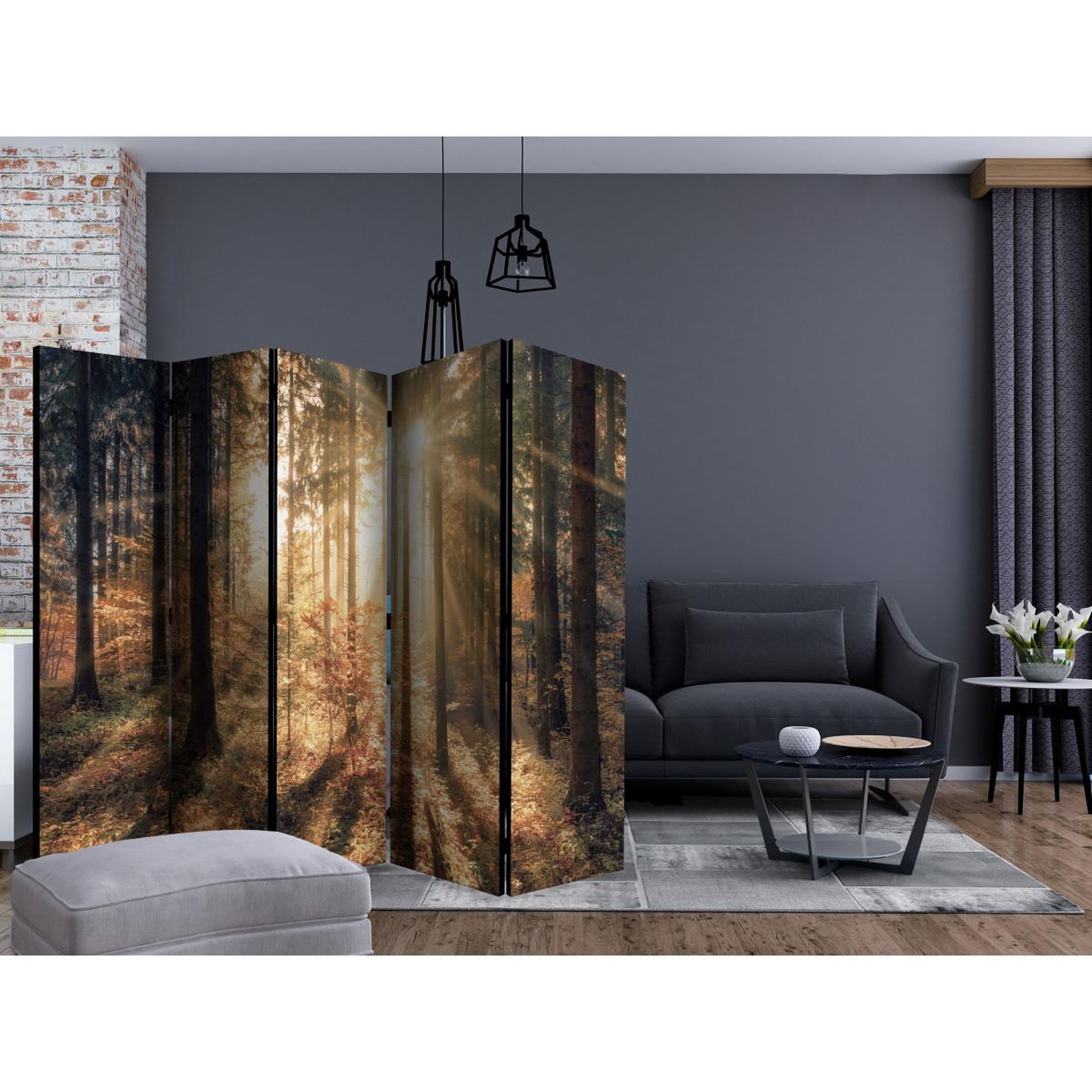 Voir la diapositive 2 : Paris Prix Paravent 5 volets  autumnal forest ii  172x225cm