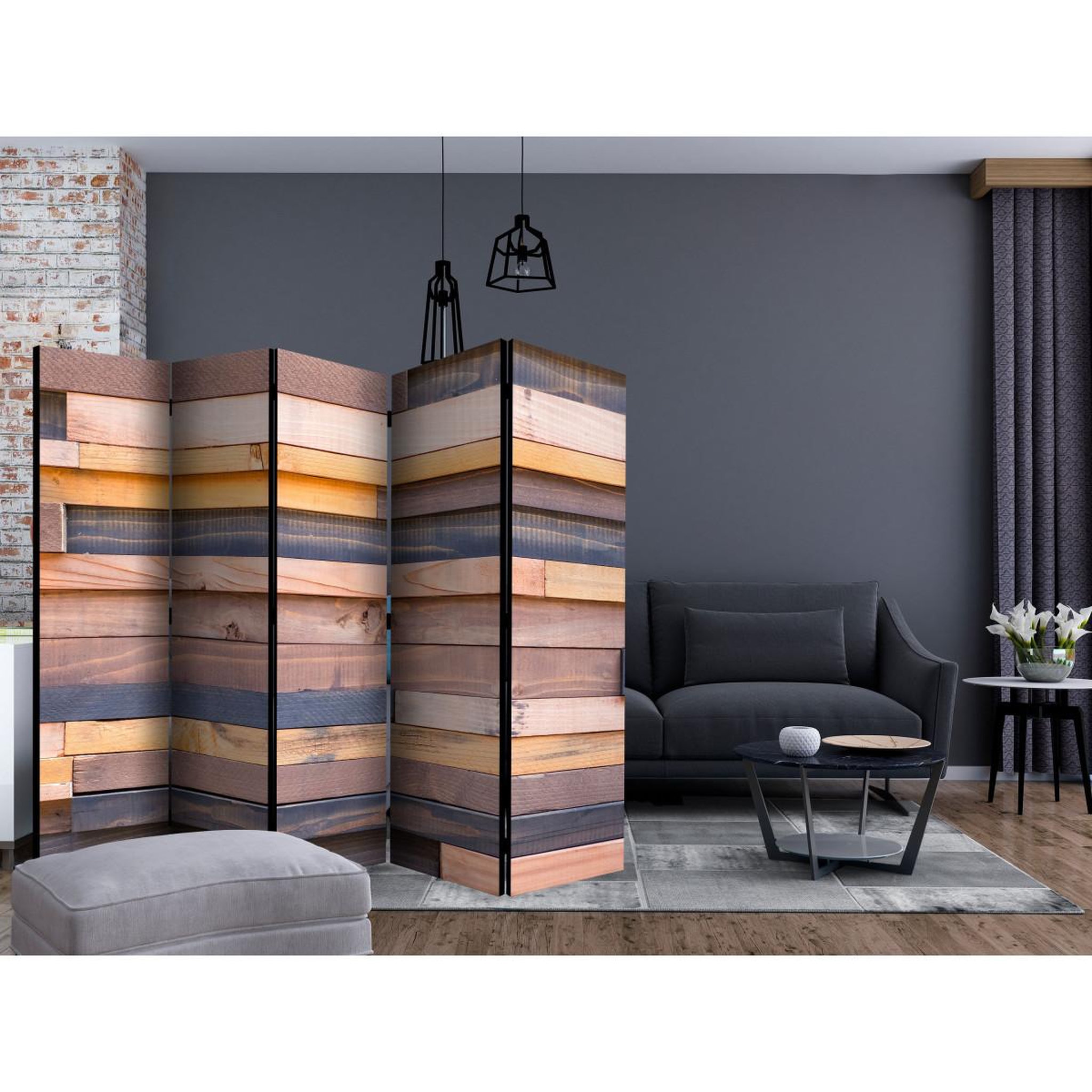 Voir la diapositive 2 : Paris Prix Paravent 5 volets  wooden castle  172x225cm