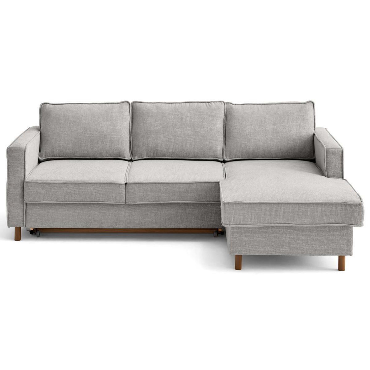 LISA DESIGN Jake - canapé d'angle droit 4 places convertible avec coffre en tissu velours relief