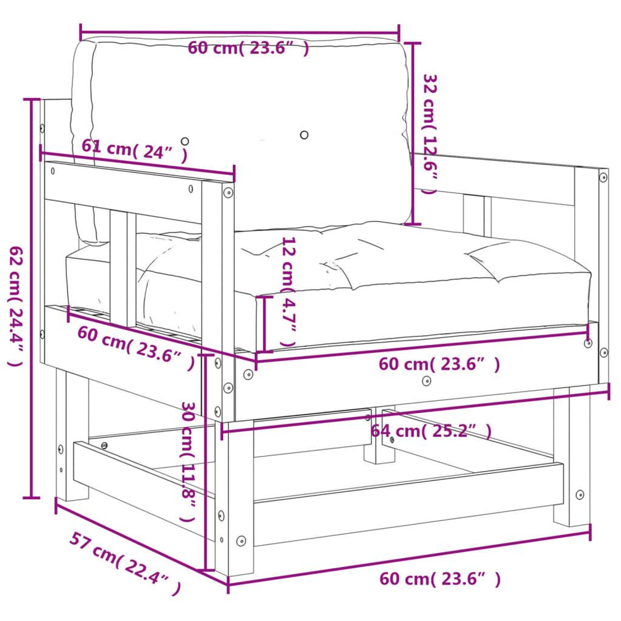 Voir la diapositive 6 : VIDAXL Chaises de jardin avec coussins lot de 2 bois de pin impregne