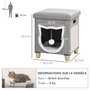 Voir la diapositive 3 : PAWHUT Niche chat grattoir pouf 3 en 1 design porte tête de chat - coussin bouclette amovible inclus - tissu gris