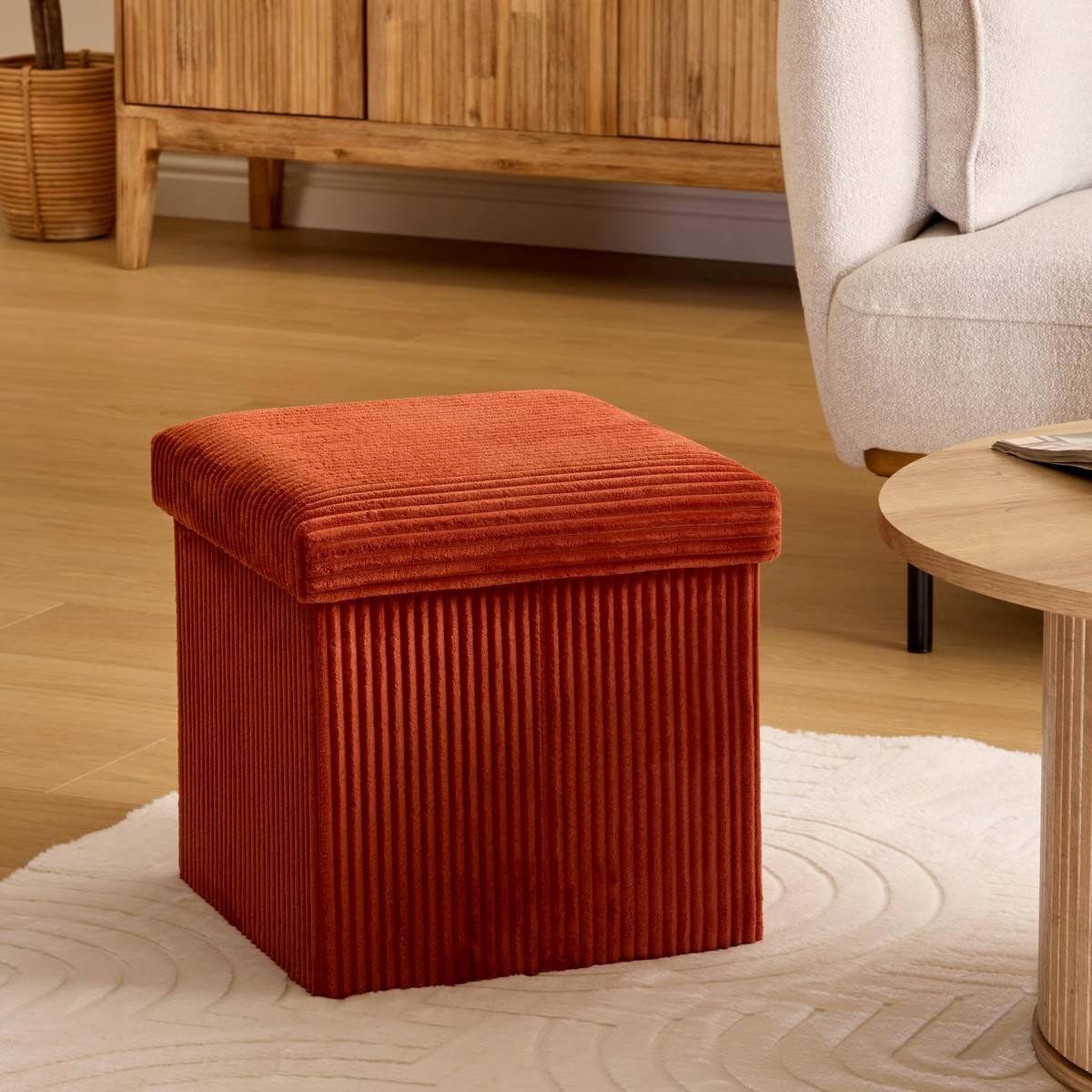 Voir la diapositive 6 : ATMOSPHERA Pouf pliant coffre  arum  38cm ambre