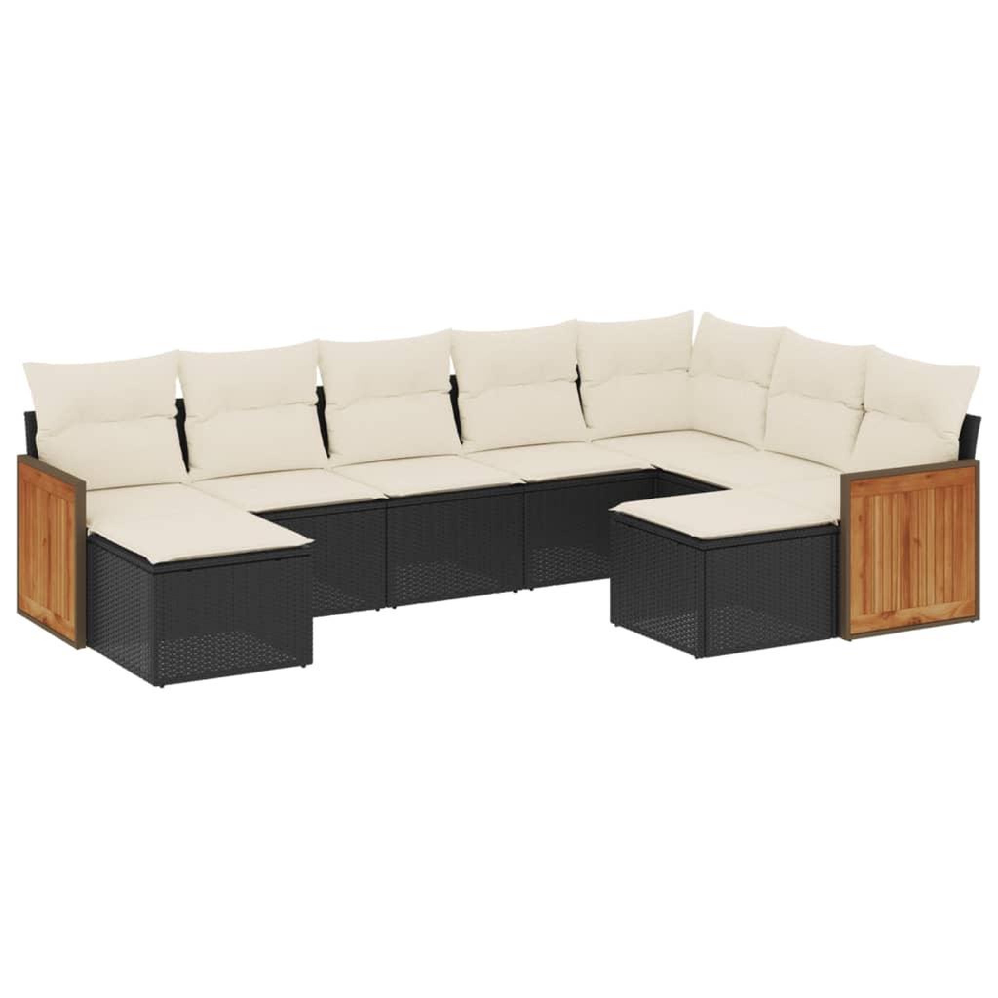 Voir la diapositive 2 : VIDAXL Salon de jardin 9 pcs avec coussins noir resine tressee
