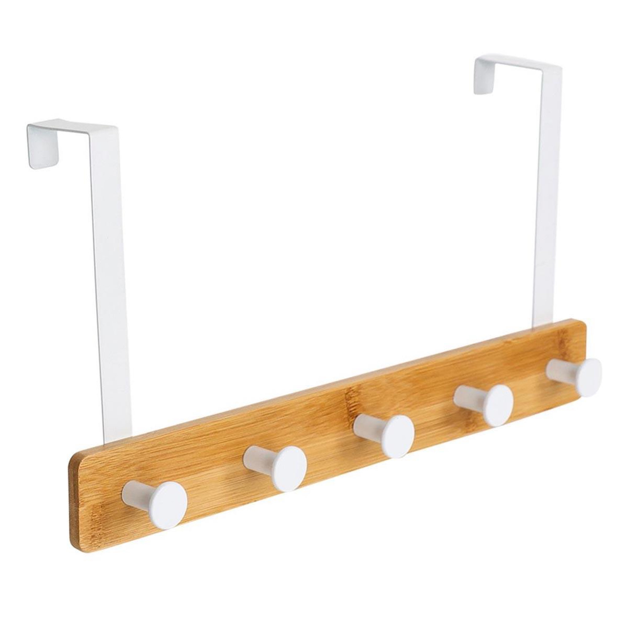 Douceur d'Intérieur Patère à suspendre 5 crochets  fixeo  38cm naturel & blanc